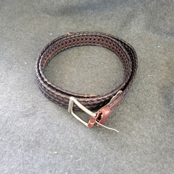 Fossil Leather Belt 38 Braided Brown MB4160222 Dress & Casual - Picture 1 of 9